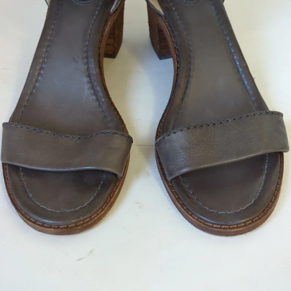 Frye Brielle Charcoal Grey Wooden Ankle Sandals - Size 8 - Picture 6 of 15